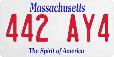 MA license plate 442AY4