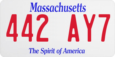 MA license plate 442AY7