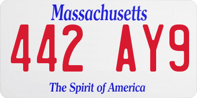 MA license plate 442AY9