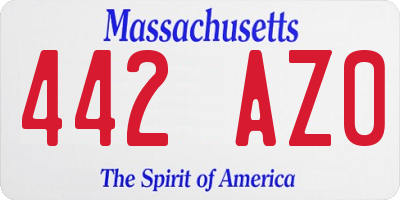 MA license plate 442AZ0