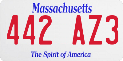 MA license plate 442AZ3