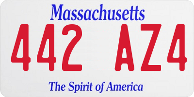 MA license plate 442AZ4