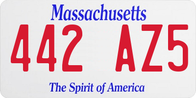 MA license plate 442AZ5