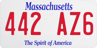 MA license plate 442AZ6