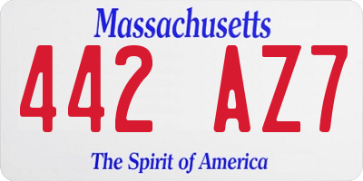 MA license plate 442AZ7