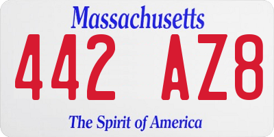 MA license plate 442AZ8