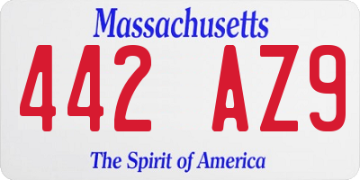 MA license plate 442AZ9