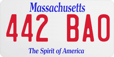 MA license plate 442BA0