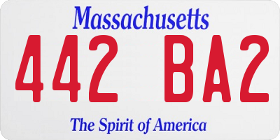 MA license plate 442BA2