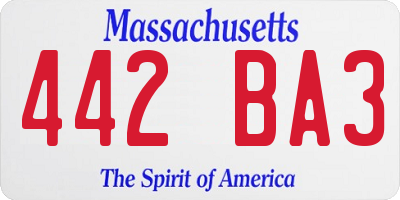 MA license plate 442BA3
