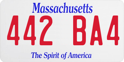 MA license plate 442BA4