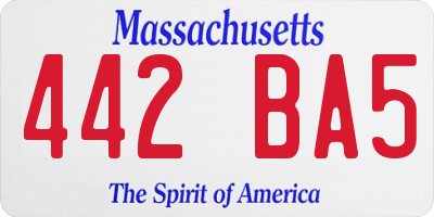 MA license plate 442BA5