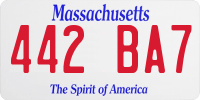 MA license plate 442BA7