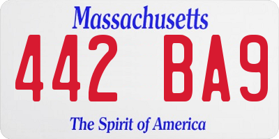 MA license plate 442BA9