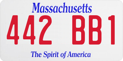 MA license plate 442BB1