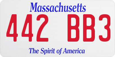 MA license plate 442BB3