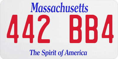 MA license plate 442BB4