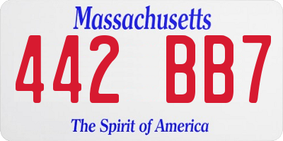 MA license plate 442BB7