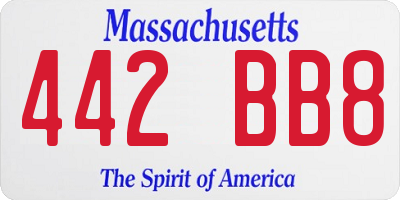 MA license plate 442BB8