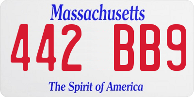 MA license plate 442BB9