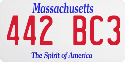 MA license plate 442BC3