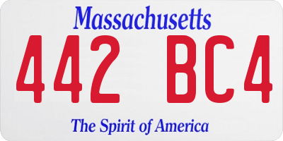 MA license plate 442BC4