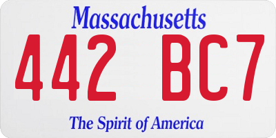 MA license plate 442BC7