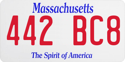 MA license plate 442BC8