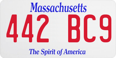 MA license plate 442BC9