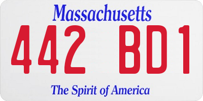 MA license plate 442BD1