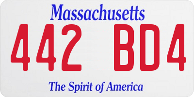 MA license plate 442BD4