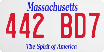 MA license plate 442BD7