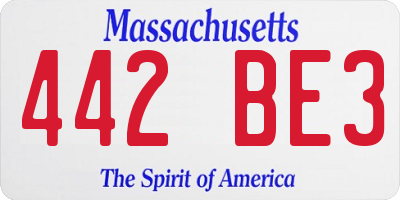 MA license plate 442BE3