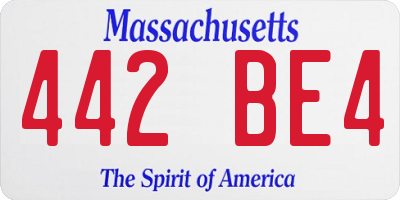 MA license plate 442BE4