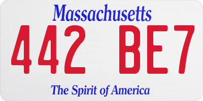 MA license plate 442BE7