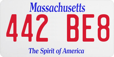 MA license plate 442BE8