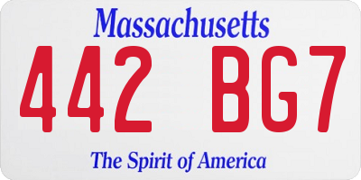 MA license plate 442BG7