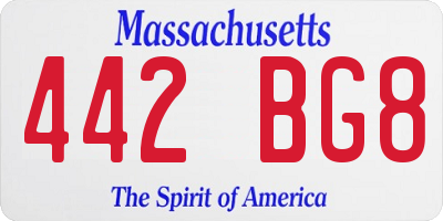 MA license plate 442BG8
