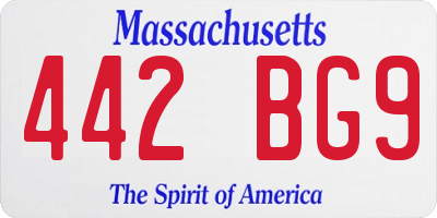 MA license plate 442BG9