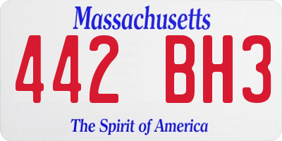 MA license plate 442BH3
