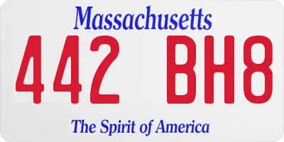 MA license plate 442BH8