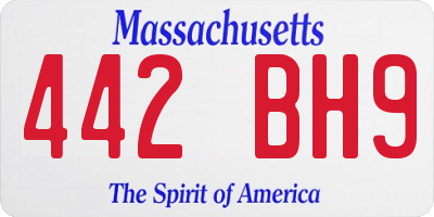 MA license plate 442BH9