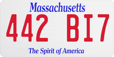 MA license plate 442BI7