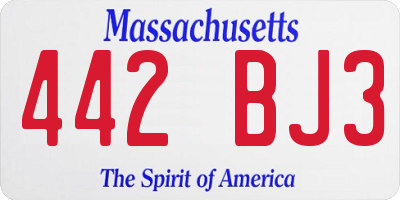 MA license plate 442BJ3