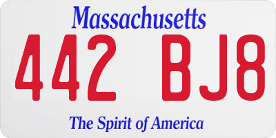 MA license plate 442BJ8