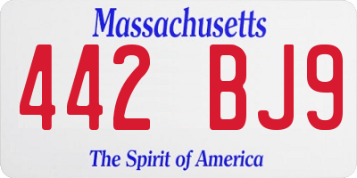 MA license plate 442BJ9