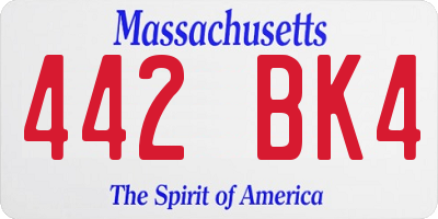 MA license plate 442BK4