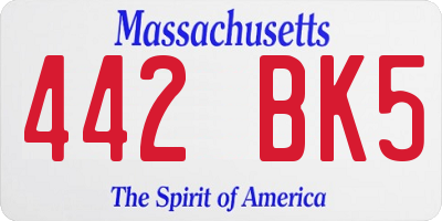 MA license plate 442BK5