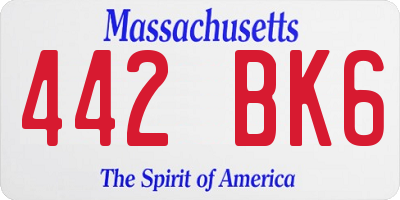 MA license plate 442BK6