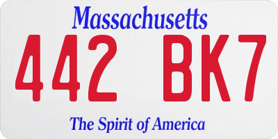 MA license plate 442BK7